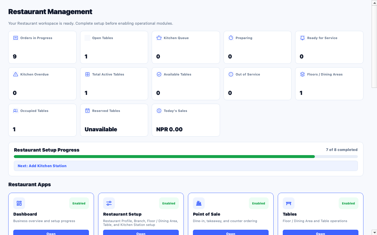 LUMA restaurant dashboard